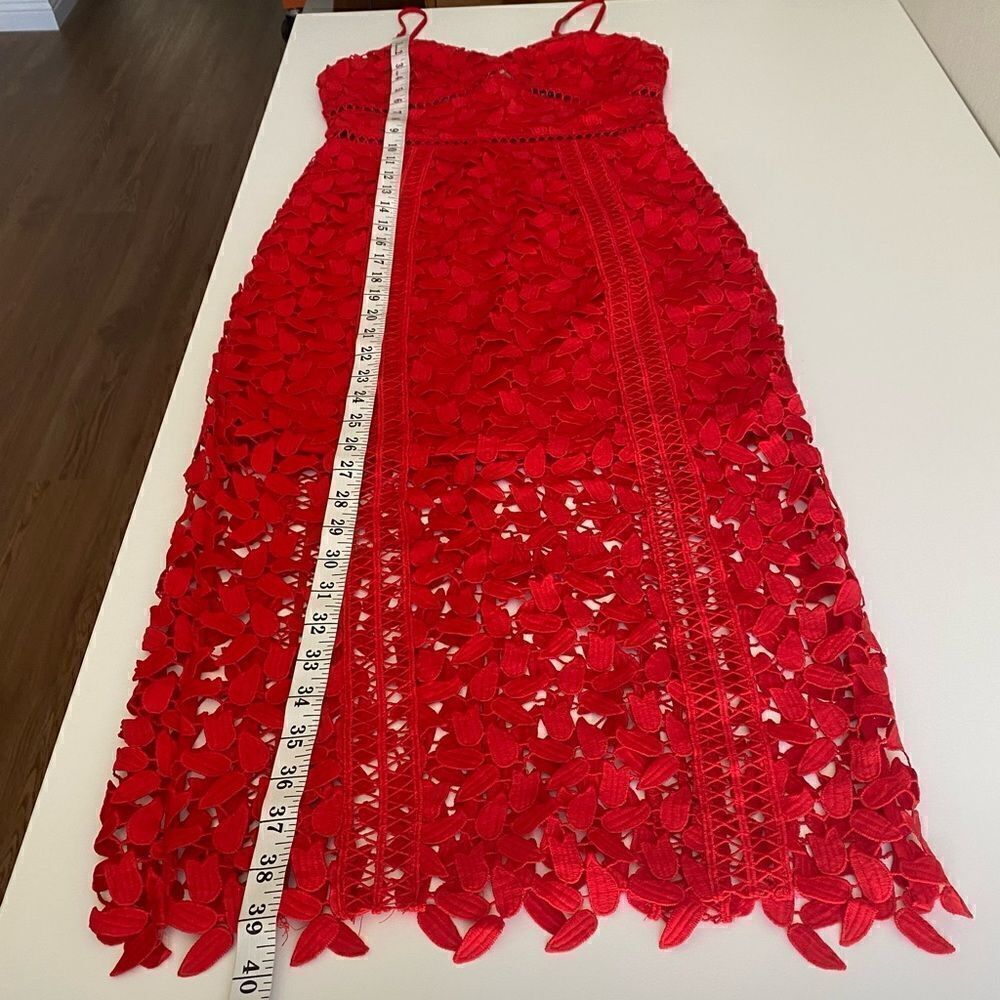 Bardot Red Roxy Leaf Lace Dress Size 4 - Picture 7 of 16